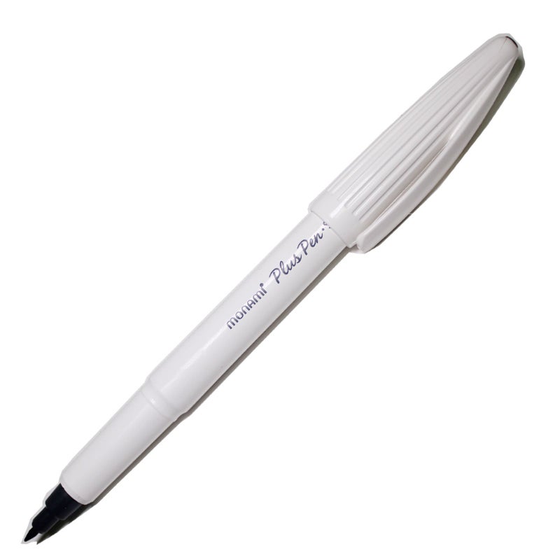 Monami Plus Felt Tip Fine Liner Pen - White Body - Black - Pack of 12 - Image 3